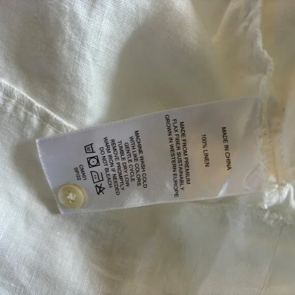 Quince European Linen Pintuck Quiet Luxury Sheath Dress Mother Of Pearl Buttons - Picture 4 of 6